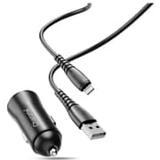 Charome Dual Port Car Charger With Lightning Cable 1m Black