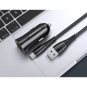Charome Dual Port Car Charger With USB-C Cable 1m Black