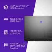 Dell Alienware Gaming (2024) Laptop - 1st Series / Intel Core Ultra 9-185H / 16inch QHD / 1TB SSD / 32GB RAM / 8GB NVIDIA GeForce RTX 4070 Graphics / Windows 11 Home / English Keyboard / Dark Metallic Moon / International Version - [AWm16R-9487BLK-PUS]