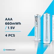 Powerology USB-C Rechargeable AA Battery 1460mAh 4 Pcs