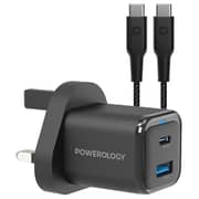 Powerology Wall Charger With USB-C Cable 1.2m Black