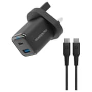 Powerology Wall Charger With USB-C Cable 1.2m Black