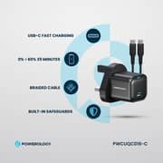 Powerology GaN Wall Charger With USB-C Cable 1.2m Black