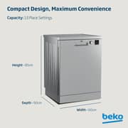 Beko Freestanding Dishwasher, 13 Place Settings, 4 Programs, A++ Energy Rating, Silver - DVN04X20S