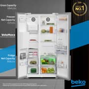 Beko 664L Side-by-Side Refrigerator, NeoFrost Dual Cooling, Titanium Inox - GNE753DIX