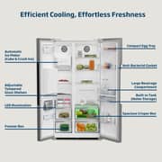 Beko 664L Side-by-Side Refrigerator, NeoFrost Dual Cooling, Titanium Inox - GNE753DIX