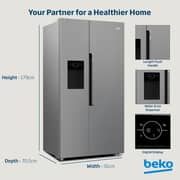 Beko 664L Side-by-Side Refrigerator, NeoFrost Dual Cooling, Titanium Inox - GNE753DIX
