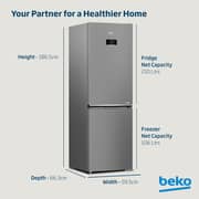 Beko 366L Bottom Mount Refrigerator, NeoFrost Dual Cooling, Silver - RDNE400CS