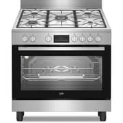 Beko 90x60cm Freestanding Combination Cooker, Gas Hob & Electric Oven, Air Fryer, 5 Burners (1 Wok), 108L - BGTW11227EXA