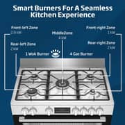Beko 90x60cm Freestanding Combination Cooker, Gas Hob & Electric Oven, Air Fryer, 5 Burners (1 Wok), 108L - BGTW11227EXA