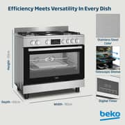 Beko 90x60cm Freestanding Combination Cooker, Gas Hob & Electric Oven, Air Fryer, 5 Burners (1 Wok), 108L - BGTW11227EXA