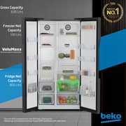 Beko 635L Side-by-Side Refrigerator, NeoFrost Dual Cooling, Dark Inox - GNE741PP