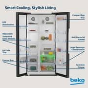 Beko 635L Side-by-Side Refrigerator, NeoFrost Dual Cooling, Dark Inox - GNE741PP