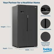 Beko 635L Side-by-Side Refrigerator, NeoFrost Dual Cooling, Dark Inox - GNE741PP