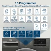Beko 8/5kg Washer/Dryer, 1400 RPM, 15 Programs, Wash & Wear Program, Manhattan Grey - WD8514W