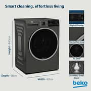 Beko 10kg Front Load Washing Machine, 1400 RPM, 15 Programs, SteamTherapy, AquaTech, Manhattan Grey - WTE1014XM
