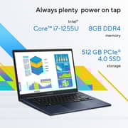 Asus Vivobook 14 (2024) Laptop - 12th Gen / Intel Core i7-1255U / 14inch FHD / 512GB SSD / 16GB RAM / Shared Intel Iris Xe Graphics / Windows 11 Home / English & Arabic Keyboard / Quiet Blue / Middle East Version - [F1404ZA-NK531W]