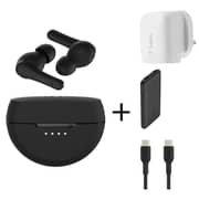 Belkin BL-BD-TRAVL-PK True Wireless Earbuds Black + 20W A006 PD Charger Adapter + PB011 Power Bank 10000 mAh + Type C to C Cable 1m