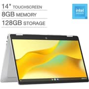 HP ChromeBook 2-in-1 Convertible (2023) Laptop - Intel N200 / 14inch FHD / 128GB SSD / 8GB RAM / Shared Intel UHD Graphics / Chrome OS / English Keyboard / Silver / International Version - [14B-CD0035CL]