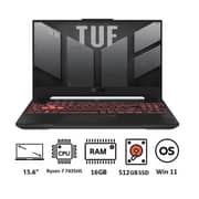 Asus TUF A15 Gaming Laptop Ryzen 7-7435HS / 15.6 inch FHD / 512GB SSD / 16GB RAM / NVIDIA GeForce RTX 4060 8GB / English & Arabic Keyboard / Jaeger Gray / Middle East Version – [FA507NVR-LP007W]