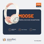 Porodo PD-STWLEP027-PK Soundtec Moose Wireless On Ear Kids Headphones Pink