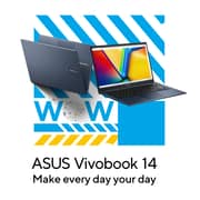 Asus Vivobook 14 (2024) Laptop - 13th Gen / Intel Core i5-1335U / 14inch FHD / 512GB SSD / 8GB RAM / Shared Intel Iris Xe Graphics / Windows 11 Home / English & Arabic Keyboard / Quiet Blue / Middle East Version - [X1404VA-NKI585WU]