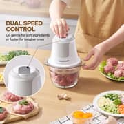 Blaupunkt 450W Food Chopper With 1.2L Glass Bowl, 2 Speed Settings And Stainless Steel Blades, Compact Electric Vegetable And Meat Chopper With Egg Whisking Attachment For Nuts Herbs Ice Crushing PCG305