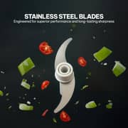 Blaupunkt 450W Food Chopper With 1.2L Glass Bowl, 2 Speed Settings And Stainless Steel Blades, Compact Electric Vegetable And Meat Chopper With Egg Whisking Attachment For Nuts Herbs Ice Crushing PCG305