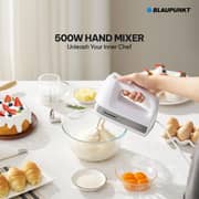 Blaupunkt 500W Hand Mixer With 5 Speed Turbo Function, 2 Beaters And 2 Dough Hooks, Lightweight Electric Cake Beater For Mixing Whisking Kneading, Ergonomic Design And Easy Eject Button PMH205