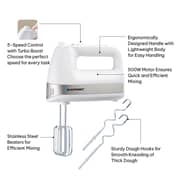 Blaupunkt 500W Hand Mixer With 5 Speed Turbo Function, 2 Beaters And 2 Dough Hooks, Lightweight Electric Cake Beater For Mixing Whisking Kneading, Ergonomic Design And Easy Eject Button PMH205