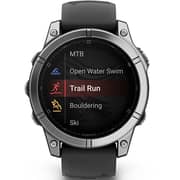 Garmin 010-03025-00 Fenix E Smartwatch Stainless Steel with Black Silicone Band