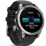 Garmin 010-03025-00 Fenix E Smartwatch Stainless Steel with Black Silicone Band