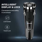 Blaupunkt Rechargeable Shaver With 3 Floating Heads Pop Up Trimmer USB C Fast Charging LCD Display 180 Minute Runtime Wet And Dry Waterproof Grooming Kit For Men Travel Lock Corded Cordless Use SVM422