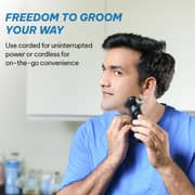 Blaupunkt 4 In 1 Grooming Kit For Men With Electric Shaver, Hair Trimmer, Nose Trimmer, Metal Body, LCD Display, USB-C Charging, Cordless And Corded Use, Waterproof Design, Travel Lock, Long Runtime SVM604