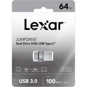 Lexar JumpDrive Dual Flash Drive USB3.0 64GB Silver D35C