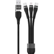 Green Lion 3-in-2 Braided Fast Charging Cable 1.2m Black