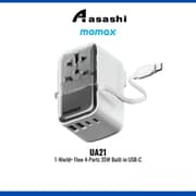 Momax 1 Pc 1-World+ Flow 4 Port Travel Charger Black/White