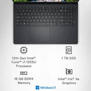 Dell Inspiron 15 (2022) Laptop - 12th Gen / Intel Core i7-1255U / 15.6inch FHD / 1TB SSD / 16GB RAM / Shared Intel Iris Xe Graphics / Windows 11 Home / English Keyboard / Carbon Black / International Version - [i3520-7896BLK-PUS]