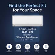 Gree 3.0 Ton Split Air Conditioner with Scroll Compressor Lomo-S36C3, R410A, 3D Air Flow, Turbo Mode, I-Feel Function, Gold Fin