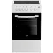 Beko 50x50cm Freestanding Ceramic Electric Cooker, 3 Zones, 4 Functions, A+ Rating, White - CSS48100GW