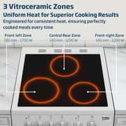 Beko 50x50cm Freestanding Ceramic Electric Cooker, 3 Zones, 4 Functions, A+ Rating, White - CSS48100GW