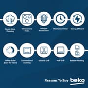 Beko 50x50cm Freestanding Ceramic Electric Cooker, 3 Zones, 4 Functions, A+ Rating, White - CSS48100GW