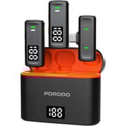 Porodo Lavalier Micro Phone C To C With Lightning Adaptor Black