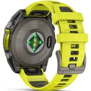 Garmin 010-02906-21 Fenix 8 Solar Smartwatch Sapphire, Titanium With AMP Yellow/Graphite Silicone Band