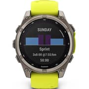 Garmin 010-02906-21 Fenix 8 Solar Smartwatch Sapphire, Titanium With AMP Yellow/Graphite Silicone Band