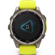 Garmin 010-02906-21 Fenix 8 Solar Smartwatch Sapphire, Titanium With AMP Yellow/Graphite Silicone Band