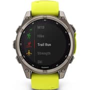 Garmin 010-02906-21 Fenix 8 Solar Smartwatch Sapphire, Titanium With AMP Yellow/Graphite Silicone Band