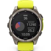Garmin 010-02906-21 Fenix 8 Solar Smartwatch Sapphire, Titanium With AMP Yellow/Graphite Silicone Band
