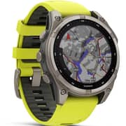 Garmin 010-02906-21 Fenix 8 Solar Smartwatch Sapphire, Titanium With AMP Yellow/Graphite Silicone Band