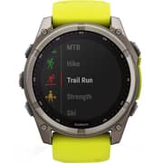 Garmin 010-02907-21 Fenix 8 Solar Smartwatch Sapphire, Titanium With AMP Yellow/Graphite Silicone Band